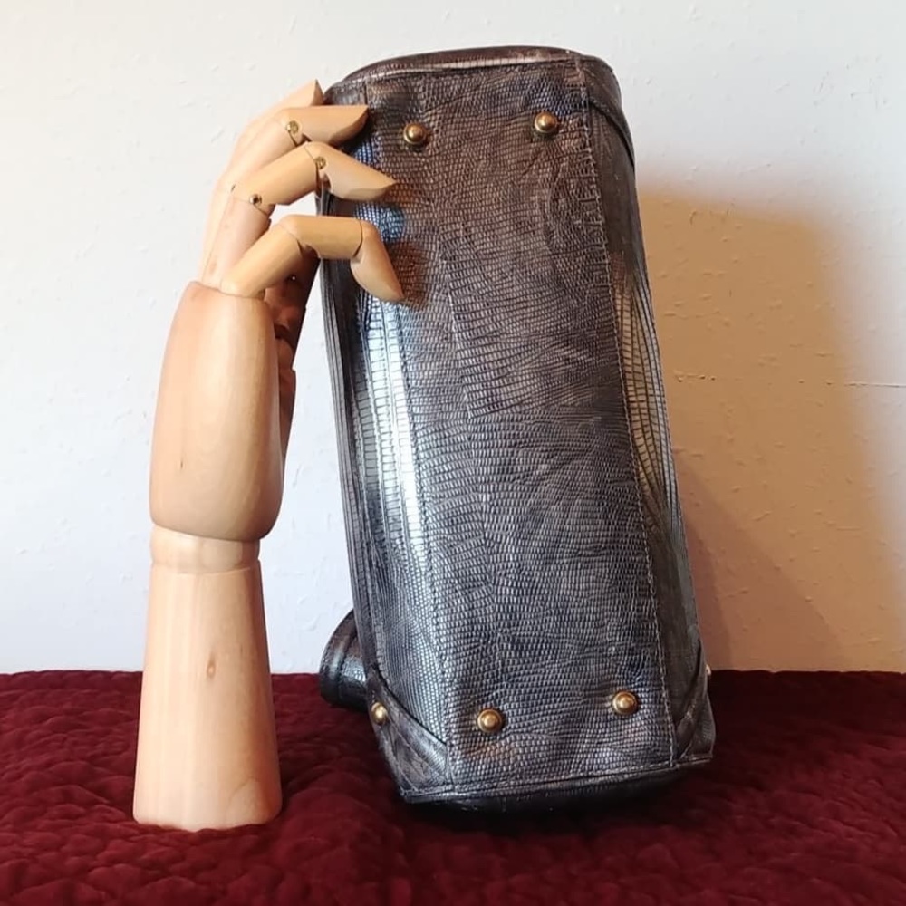 RARE Vintage Brahmin Pewter Leather Discontinued - Picture 7 of 10